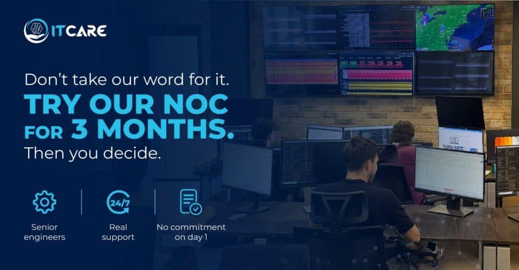 Senior network engineers on shift during a NOC service provider trial